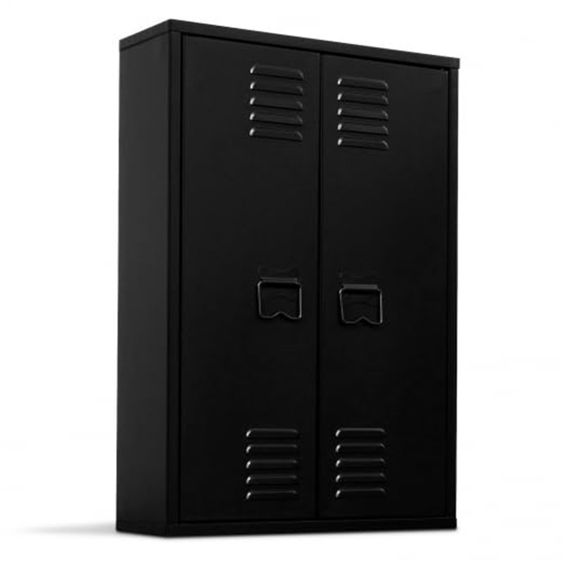 IDMarket - Armoire murale ESTER 2 portes métal noir design industriel