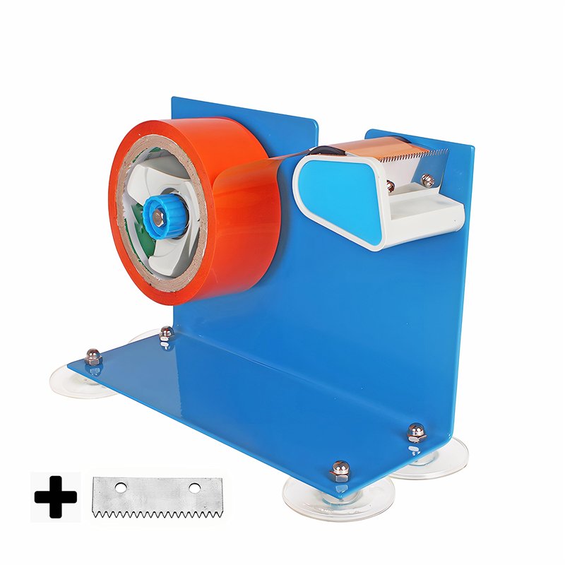 LDS Industry Distributeur de ruban adhésif de table, cadre en acier peint bleu, modèle TTD-05, ruban adhésif de 5,1 cm, manuel,