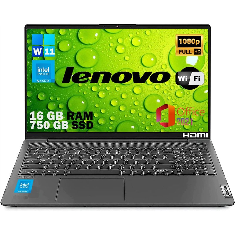 Lenovo, Ordinateur Portable Prêt à l'Emploi, Écran FHD 15,6