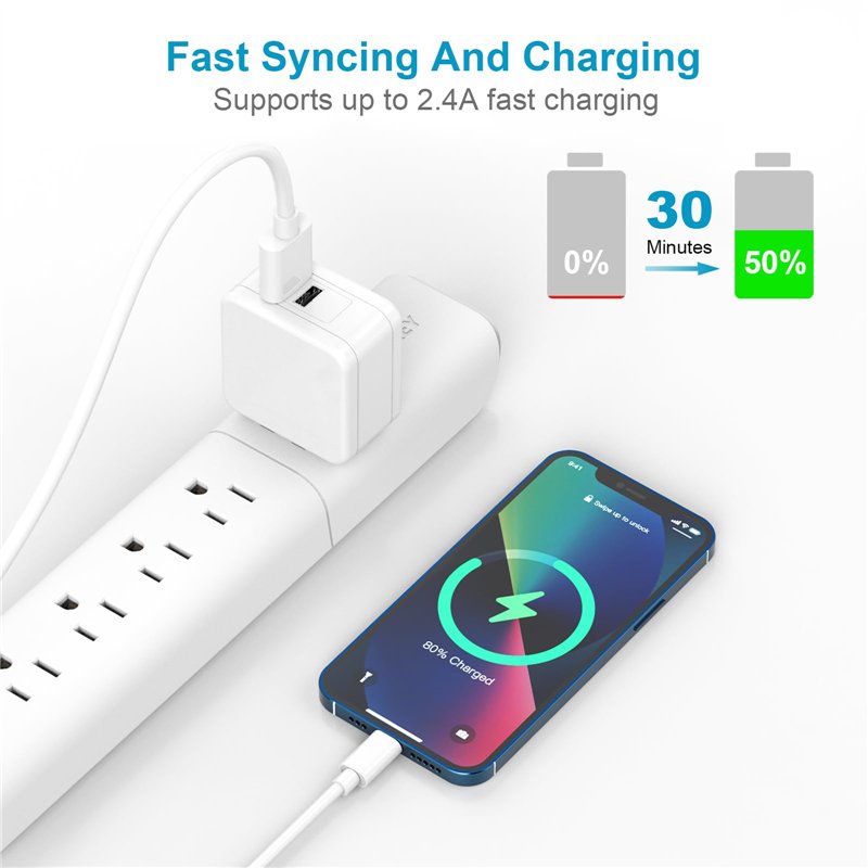 Image secondaire de Câble iPhone 1M Lot de 2 [Certifié MFi], Cable Chargeur iPhone Câble Lightning USB Cordon iPhone Fil Chargeur iPhone Charge Rapi