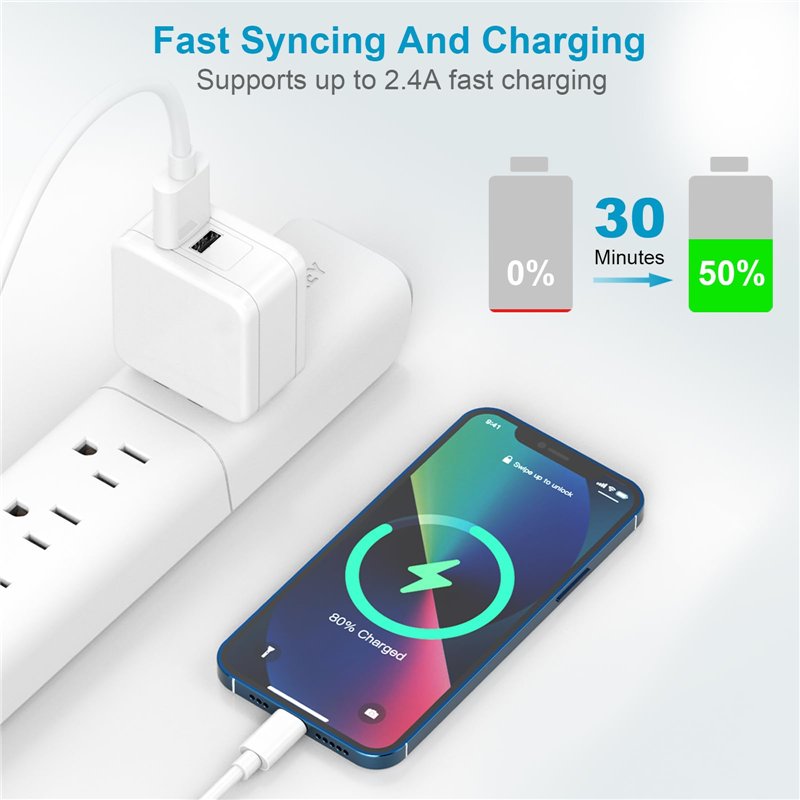 Image secondaire de Cable iPhone 1M+2M Lot de 2[Certifié A-pple MFI], Câble Chargeur iPhone Câble Lightning Cable USB iPhone Cordon Fil Chargeur iPh