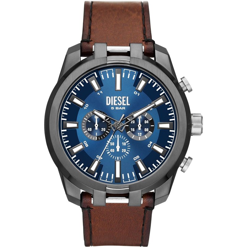Diesel Chief Series Montre pour Homme, Mouvement chronographe avec Bracelet en Silicone, Acier Inoxydable ou Cuir
