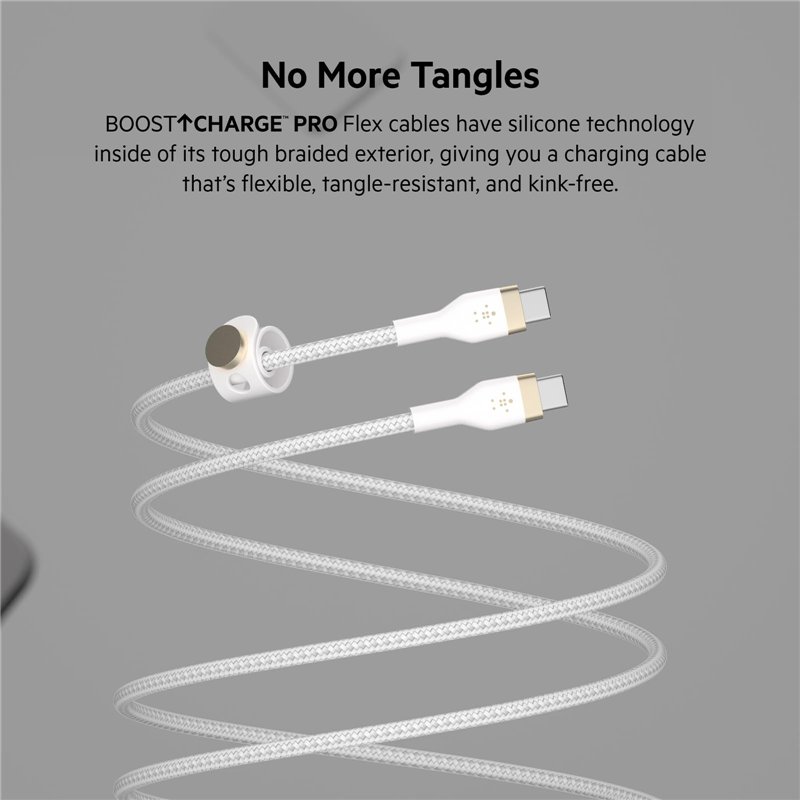 Image secondaire de Belkin BoostCharge Pro Flex câble à gaine tressée USB-C vers USB-C, Certifié USB-IF, recharge Power Delivery, pour iPhone 16, 15