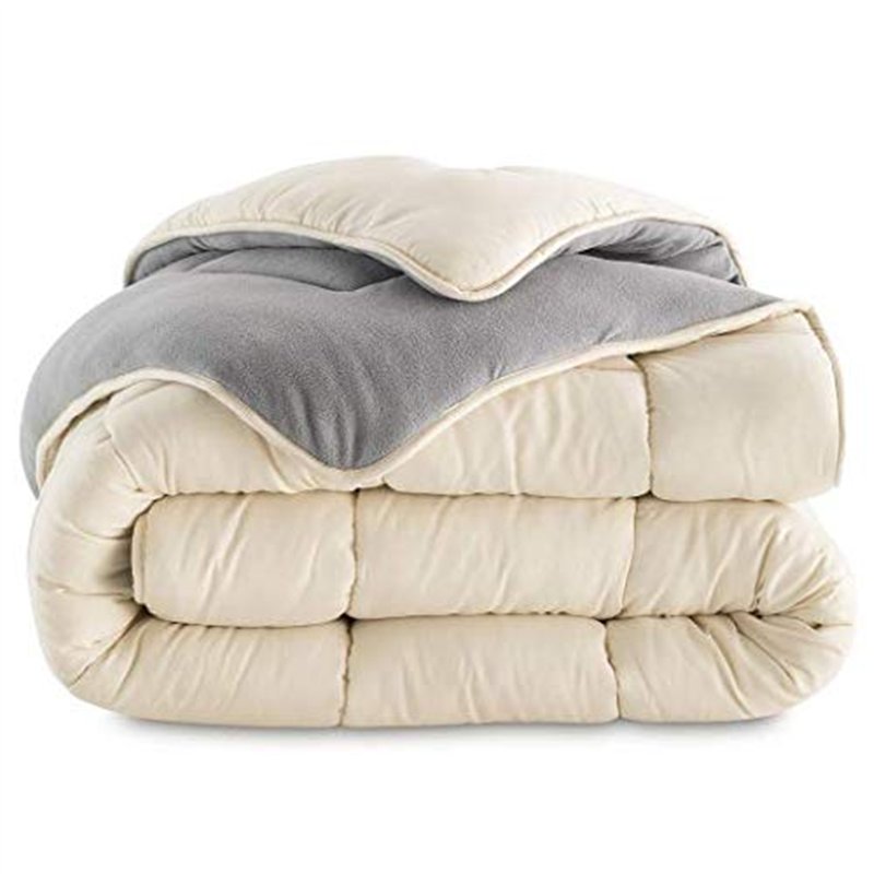 IDMarket - Couette 140x200 CM Zoe Polaire biface Gris et crème 400 GR