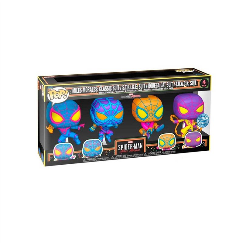 Funko Pop! Games: Miles Morales - 4 Pack - Phosphorescent - Miles Morales Game- Figurine en Vinyle à Collectionner - Idée de Cad