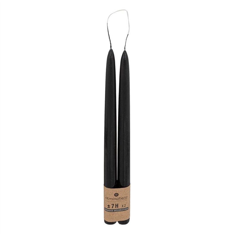 Image secondaire de Atmosphera - Lot de 2 bougies bâtons Hugo en coton H30cm noir