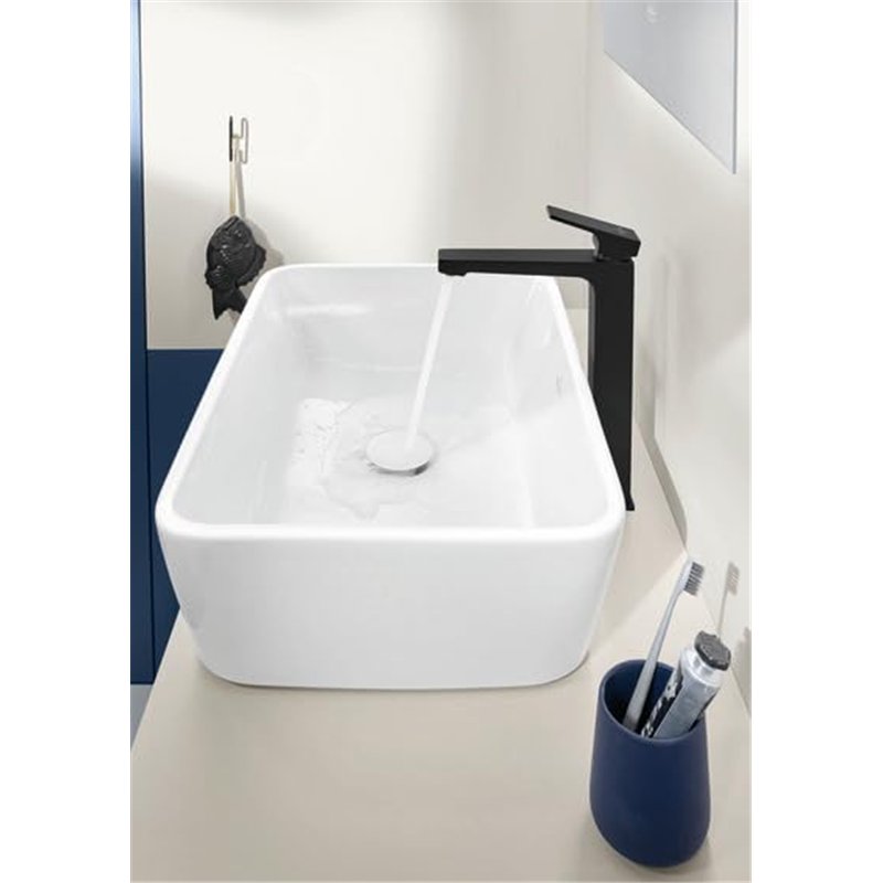 Image secondaire de Mitigeur pour lavabo surélevé Villeroy & Boch Architectura Square, robinet avec bonde à poussoir, robinet de lavabo à économie d'eau