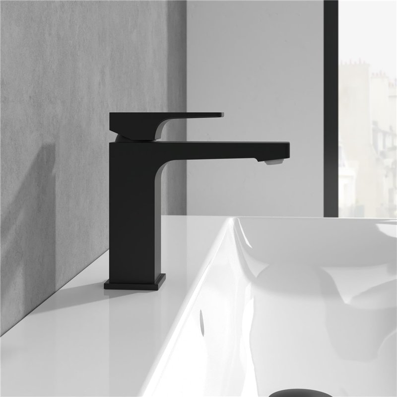 Image secondaire de Mitigeur pour lavabo Villeroy & Boch Architectura Square, robinet pour la salle de bains avec tirette, robinet de lavabo économe