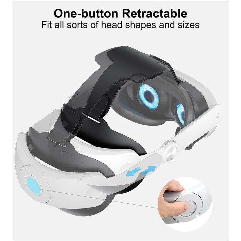 Image secondaire de TRANSNOVO Sangle Élite Compatible avec Meta Quest 3S/Quest 3 Accessoire, Sangle Rétractable à Bouton Unique de Remplacement pour