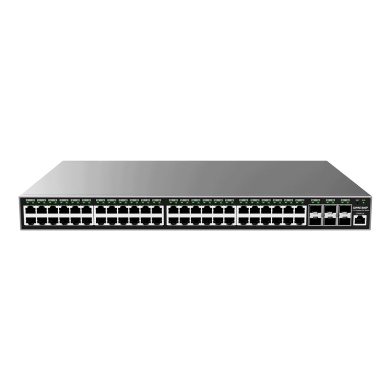 GRANDSTREAM GWN7806P Switch gérable Couche (Layer) 2+ enrackable. Ports : 48x GbE RJ45 PoE 802.3 AF/at, + 30 W par Port, Puissan