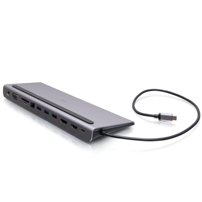 Image secondaire de C2G Station d'accueil USB-C 10-en-1, Triple écran avec HDMI, DisplayPort, VGA, Ethernet, USB, Lecteur de Carte SD,