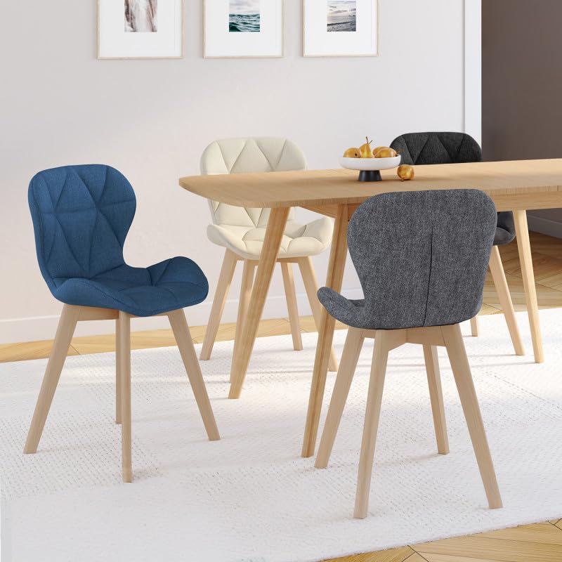 Image secondaire de IDMarket - Lot de 4 chaises ROBINE en Tissu Mix Color Bleu, Gris, Beige et Noir