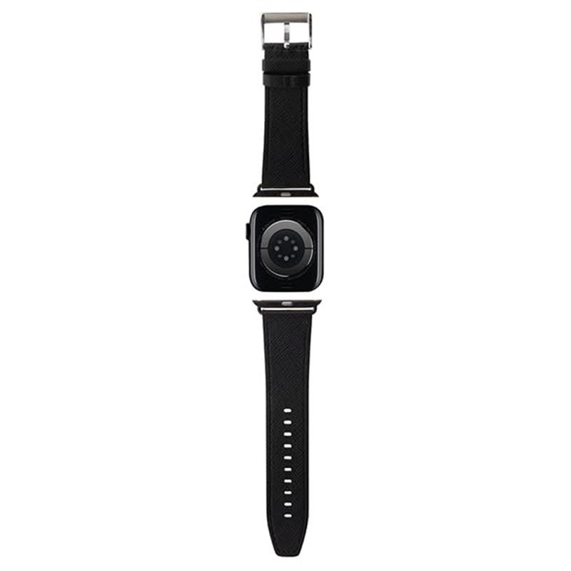 Image secondaire de KARL LAGERFELD KLAWMSAKLHPK Bracelet de montre pour Apple Watch 38/40/41 mm Noir Monogramme Saffiano, Simili cuir