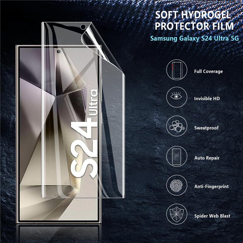 Image secondaire de Pollachi [Lot de 3 Protecteur D'écran,Film d'hydrogel Compatible Avec Samsung Galaxy S24 Ultra,TPU Souple écran protection,HD Tr