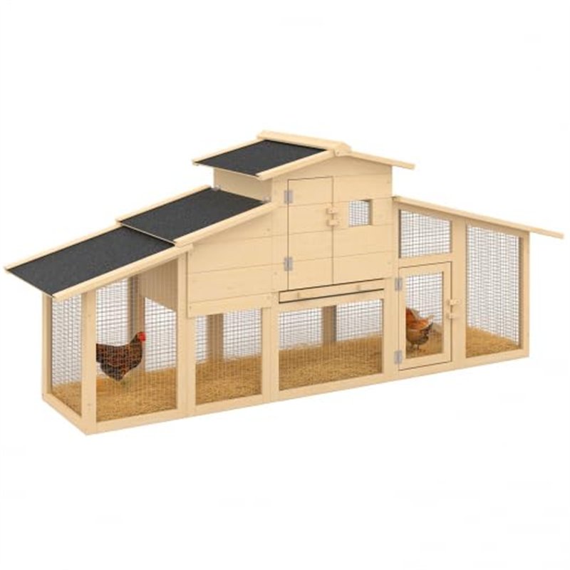 IDMarket - Poulailler VIP avec pondoir et clapier Double XXL en Bois