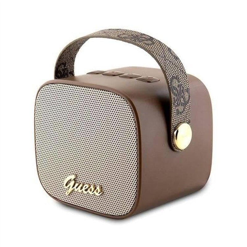 CG MOBILE Guess Haut-Parleur sans Fil avec poignée en Cuir PU 4G Script Logo, Bluetooth Version 5.3, 4 Heures de Lecture, Son de