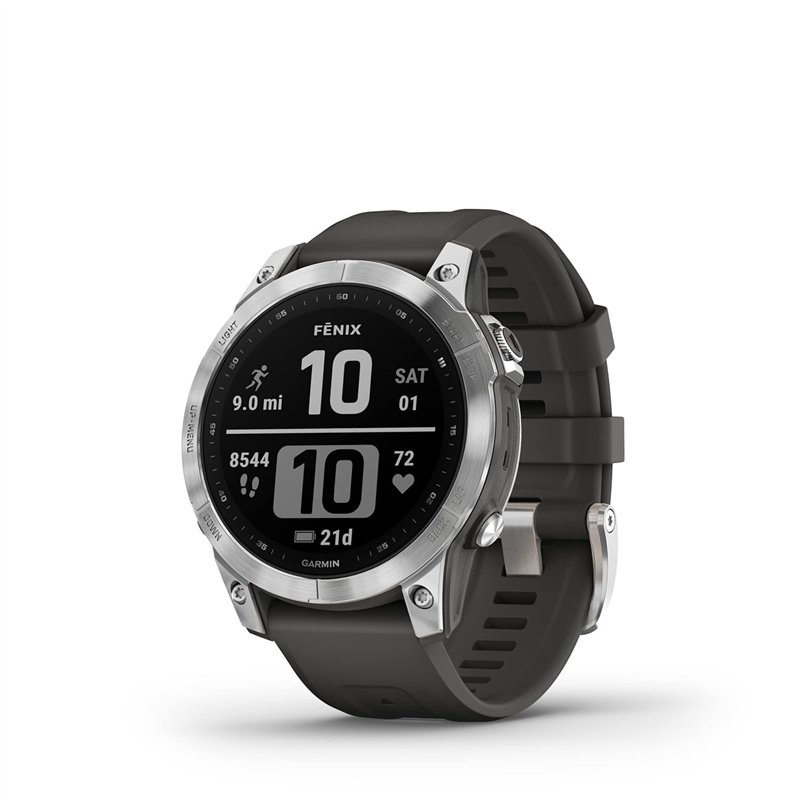 Garmin - Fenix 7 - Montres GPS Multisports connectée Haute Performance - Silver avec Bracelet Gris - Boitier 47mm (Reconditionné)
