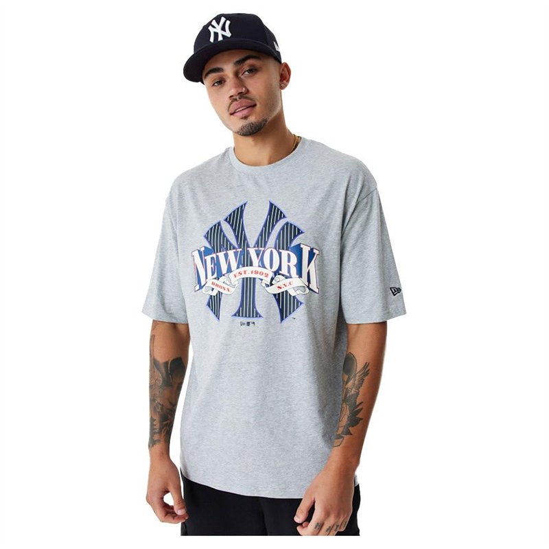 New Era MLB Arch Graphic York Yankees T-Shirt à Manches Courtes pour Homme Gris Clair
