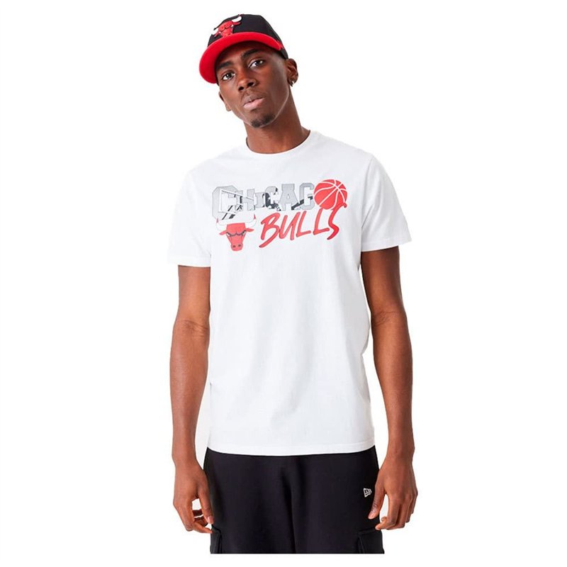 New Era NBA Infill Graphic Chicago Bulls T-Shirt à Manches Courtes pour Homme Blanc - Marque EAN : 0196819084390 - Taille M