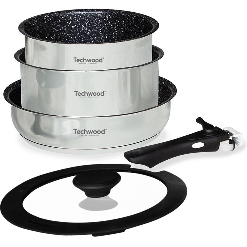 Set de 2 casseroles 16-20 CM et 1 Sauteuse 20 CM de 5 pièces en Inox