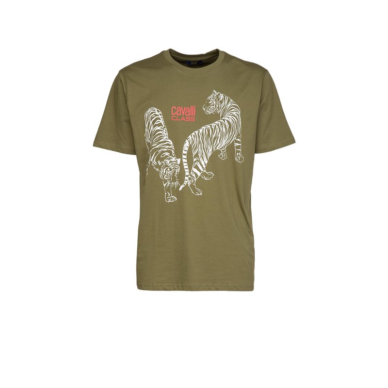 CAVALLI CLASS T-SHIRT MANICHE CORTE UOMO VERDE