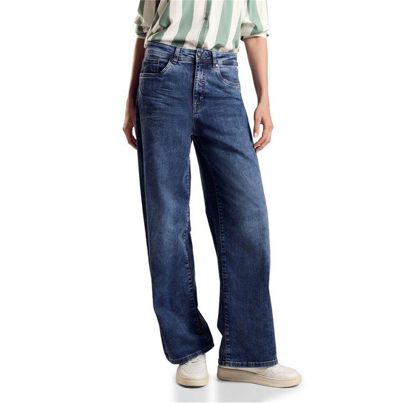 STREET ONE A378109 Jean Coupe Ample, Bleu Foncé Délavé, 26W x 30L Femmes