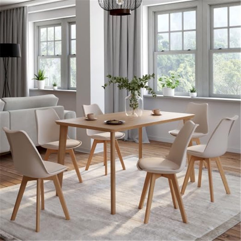 Image secondaire de IDMarket - Lot de 6 chaises scandinaves SARA Beige pour Salle à Manger