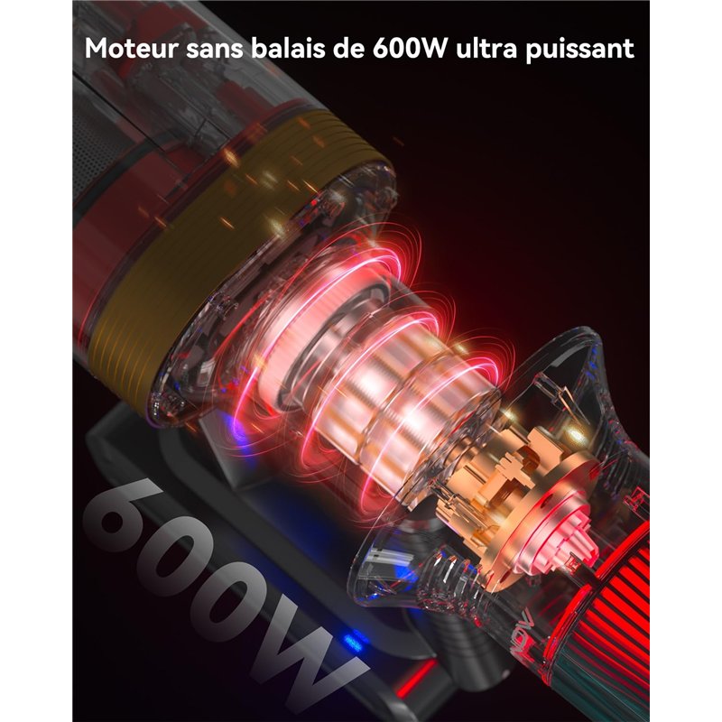 Image secondaire de aonus A9 Max Aspirateur Balai sans Fil 48Kpa/600W/70Mins, Aspirateur sans Fil Puissant, Autoportant, 1.8L Ultra Grande Capacité,