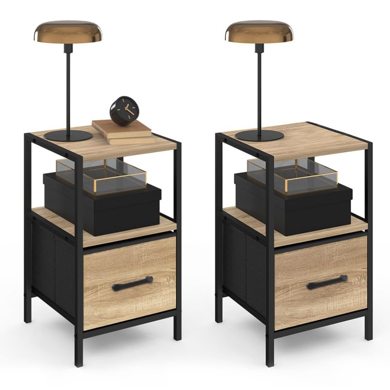 IDMarket - Lot de 2 Tables de Chevet Utah 1 tiroir et 1 Niche