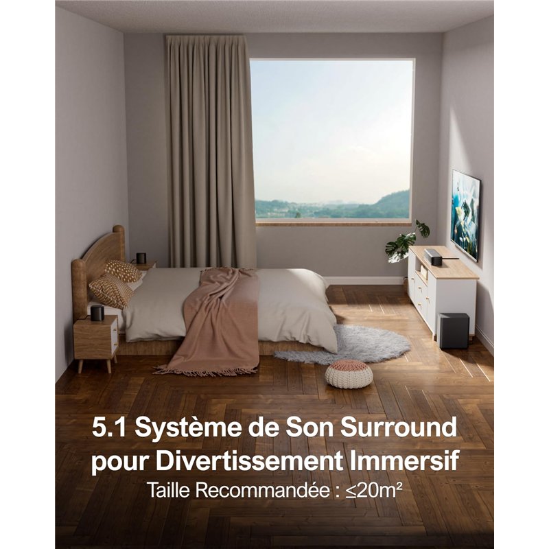 Image secondaire de ULTIMEA 5.1 Barre de Son TV, Barre de Son avec Système de Son Surround Virtuel pour TV, App Contrôle, Barres de Son pour Home Ci