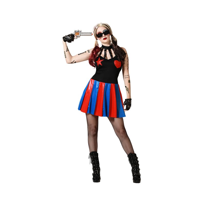 ATOSA déguisement arlequin halloween robe noire femme adulte M