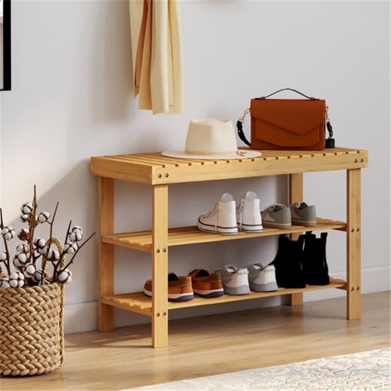 Image secondaire de IDMarket - Etagère à chaussures bambou BEA 3 niveaux idéale pour entrée et salle de bain