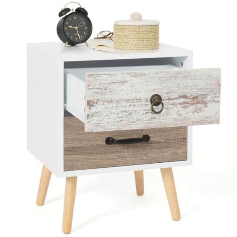 Image secondaire de IDMarket - Lot de 2 Tables de Chevet Bahia 2 tiroirs scandinave