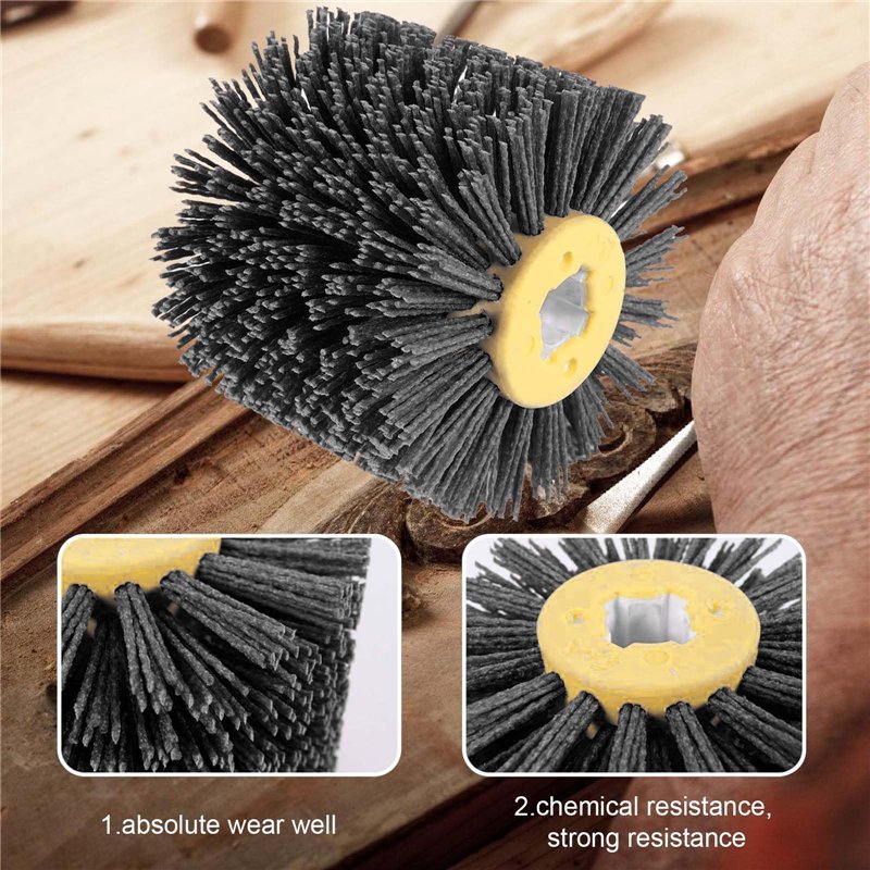 Image secondaire de Brosses abrasives : grain 80, largeur 100 mm – Ø 120 mm | Convient pour rouleau abrasif, brosse en nylon pour machine à satiner