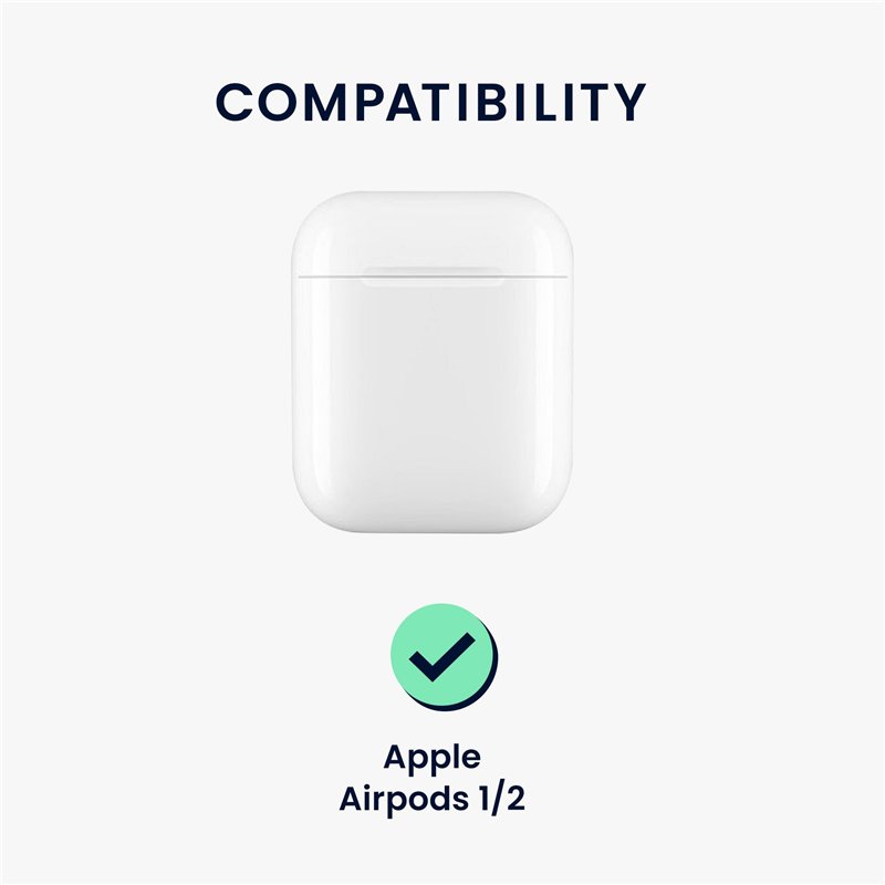 Image secondaire de kwmobile Housse pour écouteurs Compatible avec Apple Airpods 1 & 2 Coque - Coque de Protection en Silicone - Blanc-Noir-Noir