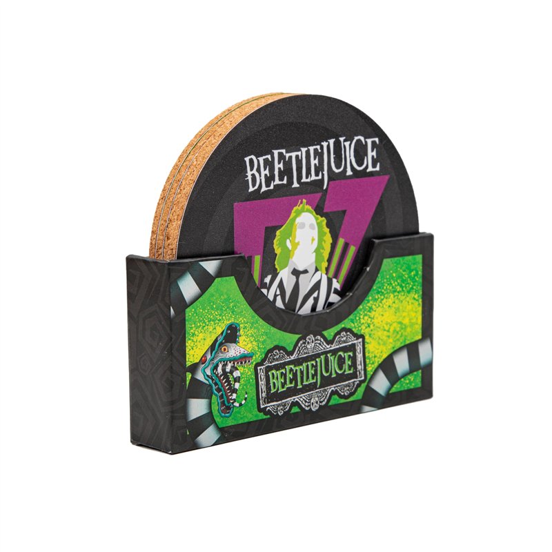 Image secondaire de Cinereplicas Beetlejuice - Set de 4 sous-Verres Beetlejuice - 9,5cm de diamètre - Licence Officielle