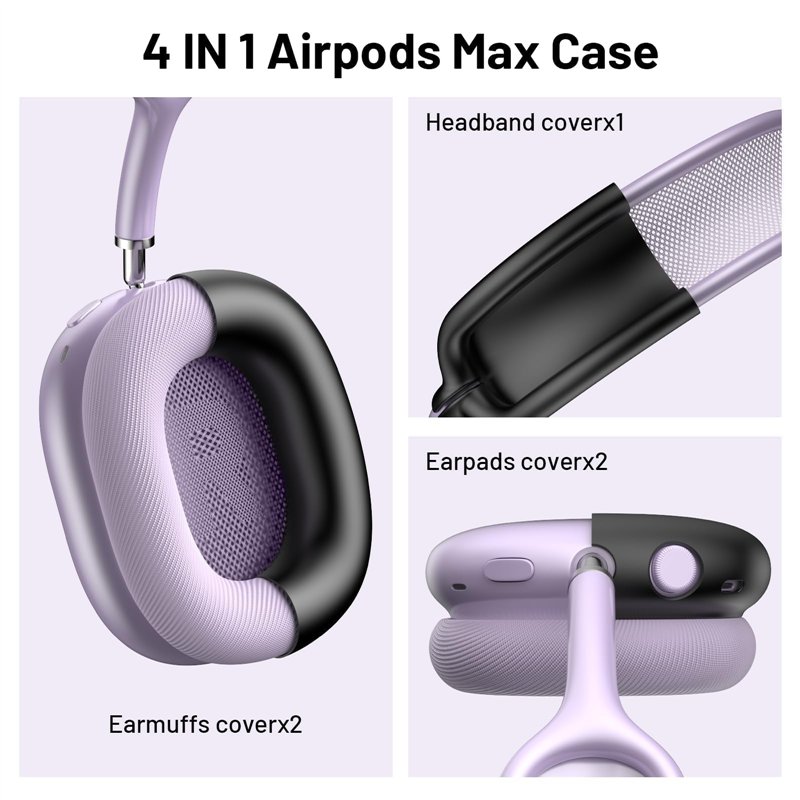 Image secondaire de GlasFlength Coque pour Apple Airpods Max, Silicone Souple Protection Housse Casque pour Airpods Max Accessoire Protège Les Écout