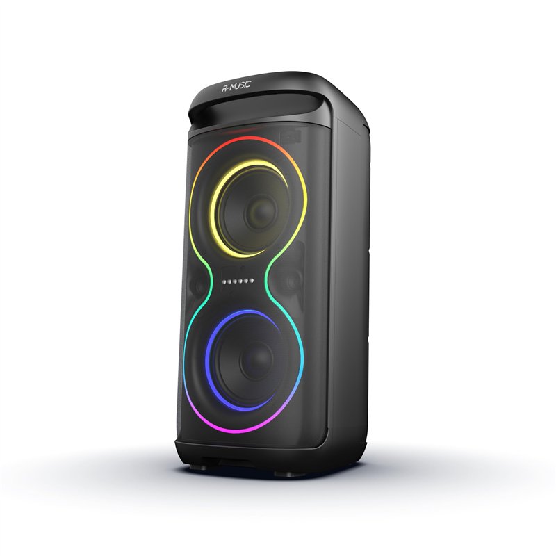 R-MUSIC – Blaster M – Enceinte High Power – Bluetooth, Lumières RGB, Mode karaoké, Poignée intégrée, Microphone Inclus, Support