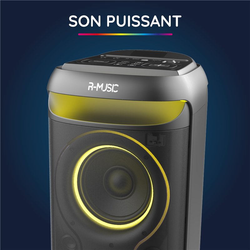 Image secondaire de R-MUSIC – Blaster M – Enceinte High Power – Bluetooth, Lumières RGB, Mode karaoké, Poignée intégrée, Microphone Inclus, Support