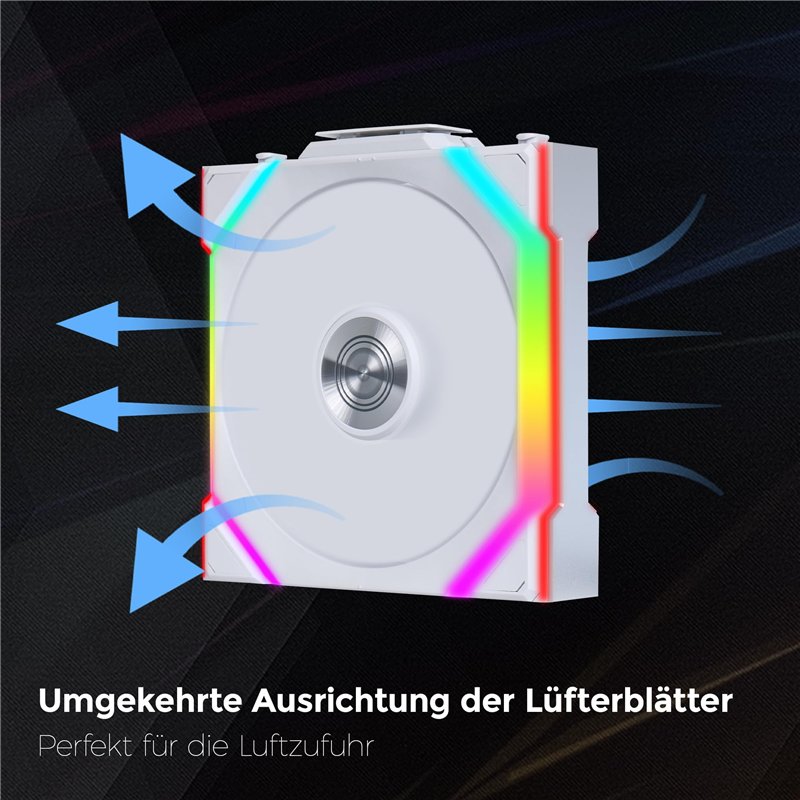 Image secondaire de Ventilateur de boitier Lian Li Uni Fan SL Wireless Reverse RGB - 12cm (Blanc)