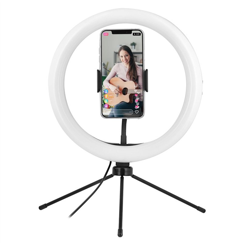 T'nB Influence Ring Light avec Trépied Compact, Anneau Lumineux LED Réglable, Idéal pour Photos, Vidéos et Lives Tiktok/Youtube/