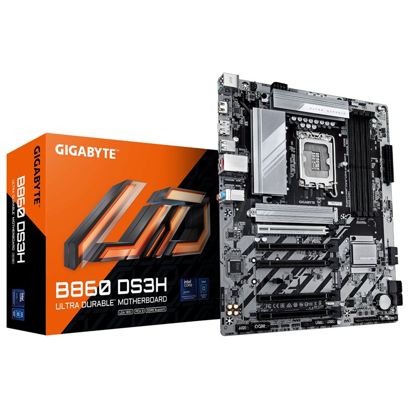GIGABYTE B860 DS3H Carte mère - Processeurs Intel Core Ultra, VRM 8+1+2+2 Phases, jusqu'à 9066MHz DDR5, 1xPCIe 5.0 + 1xPCIe 4.0