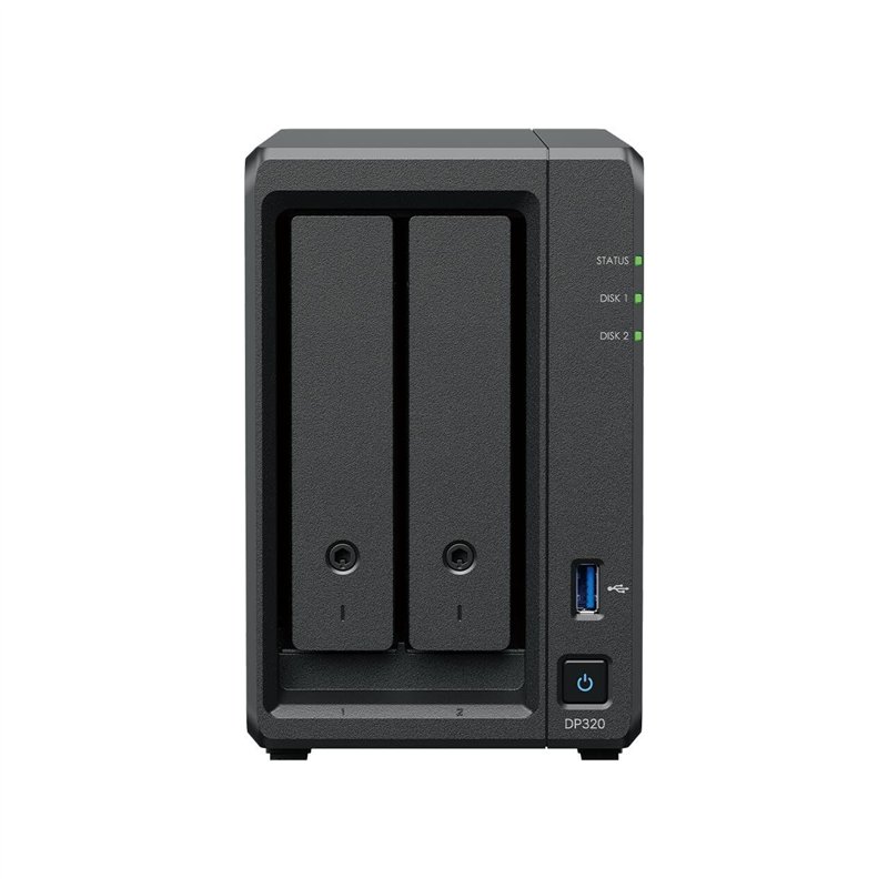 Synology DP320 ActiveProtect, 2 x 8 to de mémoire, 8 Go de RAM, AMD R1600, jusqu'à 1 GbE RJ45