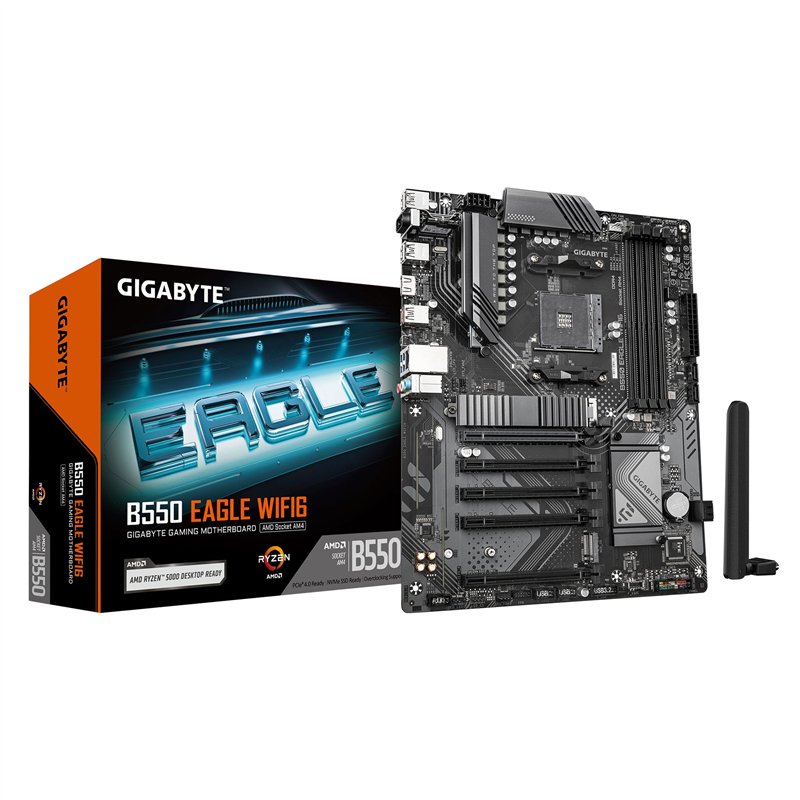 GIGABYTE B550 Eagle WIFI6 Carte mère - Processeurs AMD Ryzen série 5000 G, VRM 10+3+1 Phases, jusqu'à 3200 MHz DDR4, 1xPCIe 4.0