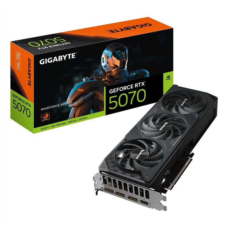 Gigabyte GeForce RTX 5070 WINDFORCE SFF 12G Carte Graphique - 12 Go GDDR7, 192 Bits, PCI-E 5.0, Fréquence du cœur 2512 MHz, 3 x