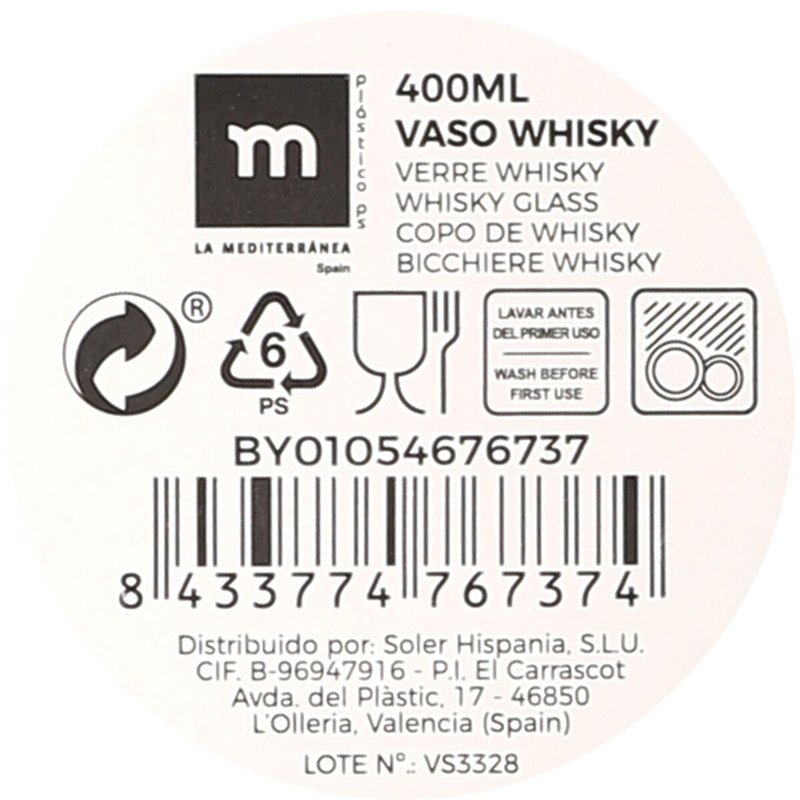 Image secondaire de Verre à whisky La Mediterránea 0,4 l (24 Unités)