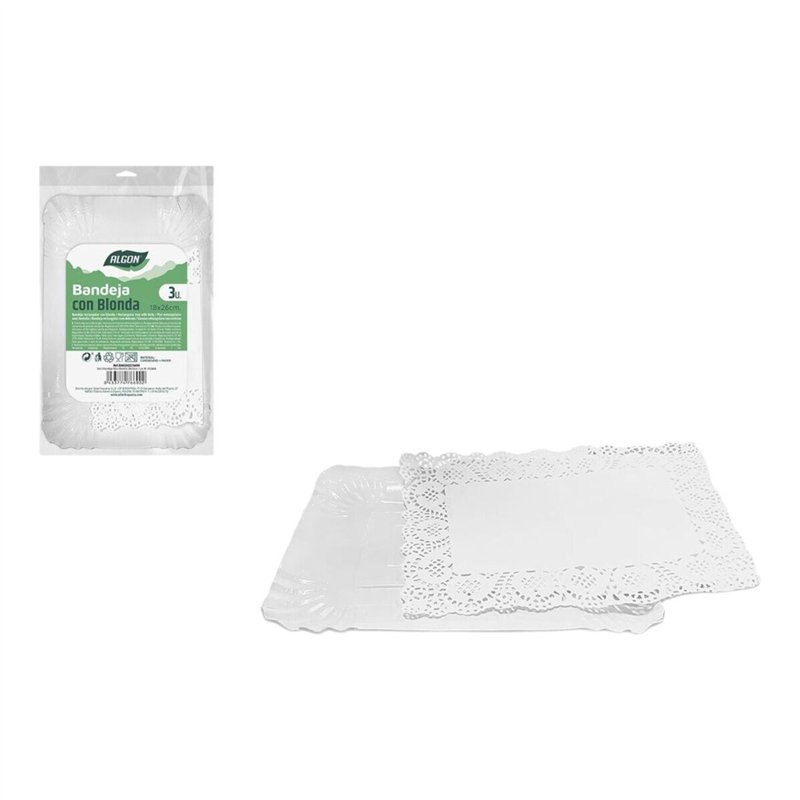 Image secondaire de Lot de plateaux pour aliments Algon Rectangulaire 18 x 26 cm 3 Pièces (24 Unités)