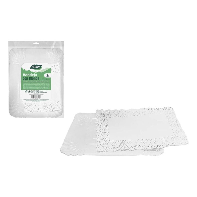 Image secondaire de Lot de plateaux pour aliments Algon Rectangulaire 22 x 28 cm 2 Pièces (36 Unités)