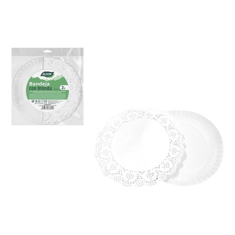 Image secondaire de Lot de plateaux pour aliments Algon Rond 25 cm 2 Pièces (24 Unités)