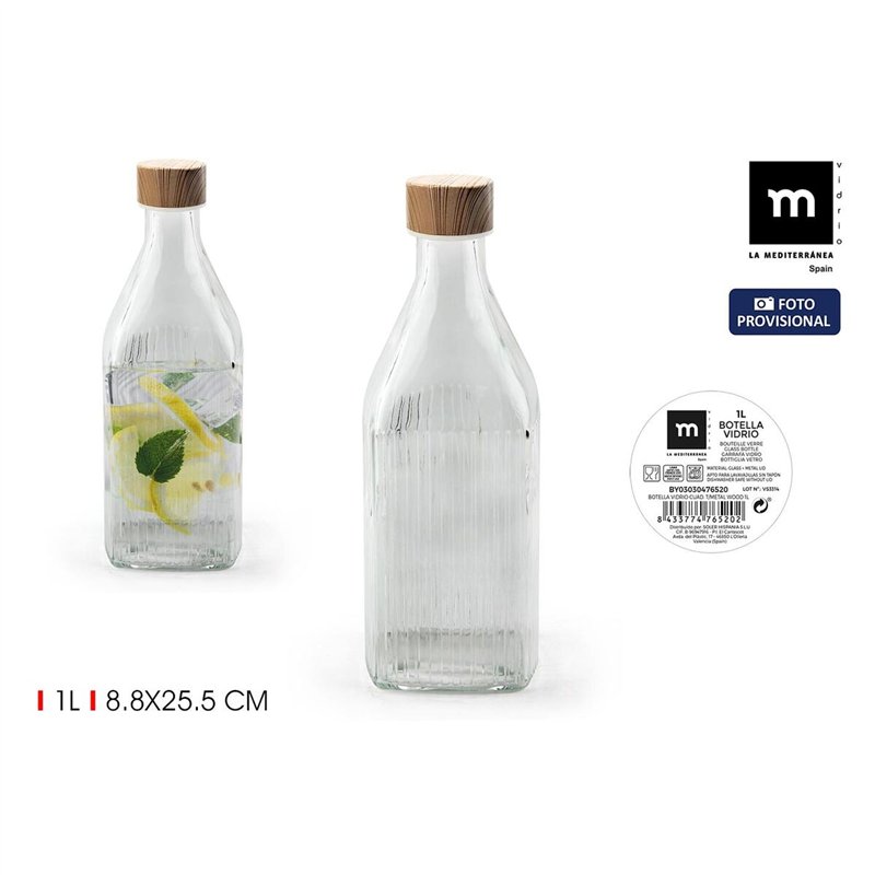 Image secondaire de Bouteille en Verre La Mediterránea Métal verre 1 L (24 Unités)